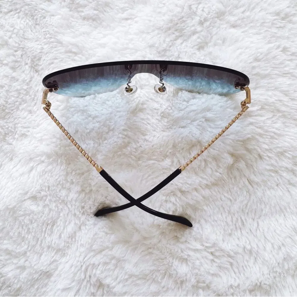Jasmine Clear Blue Sleek Single-Lens Sunglasses